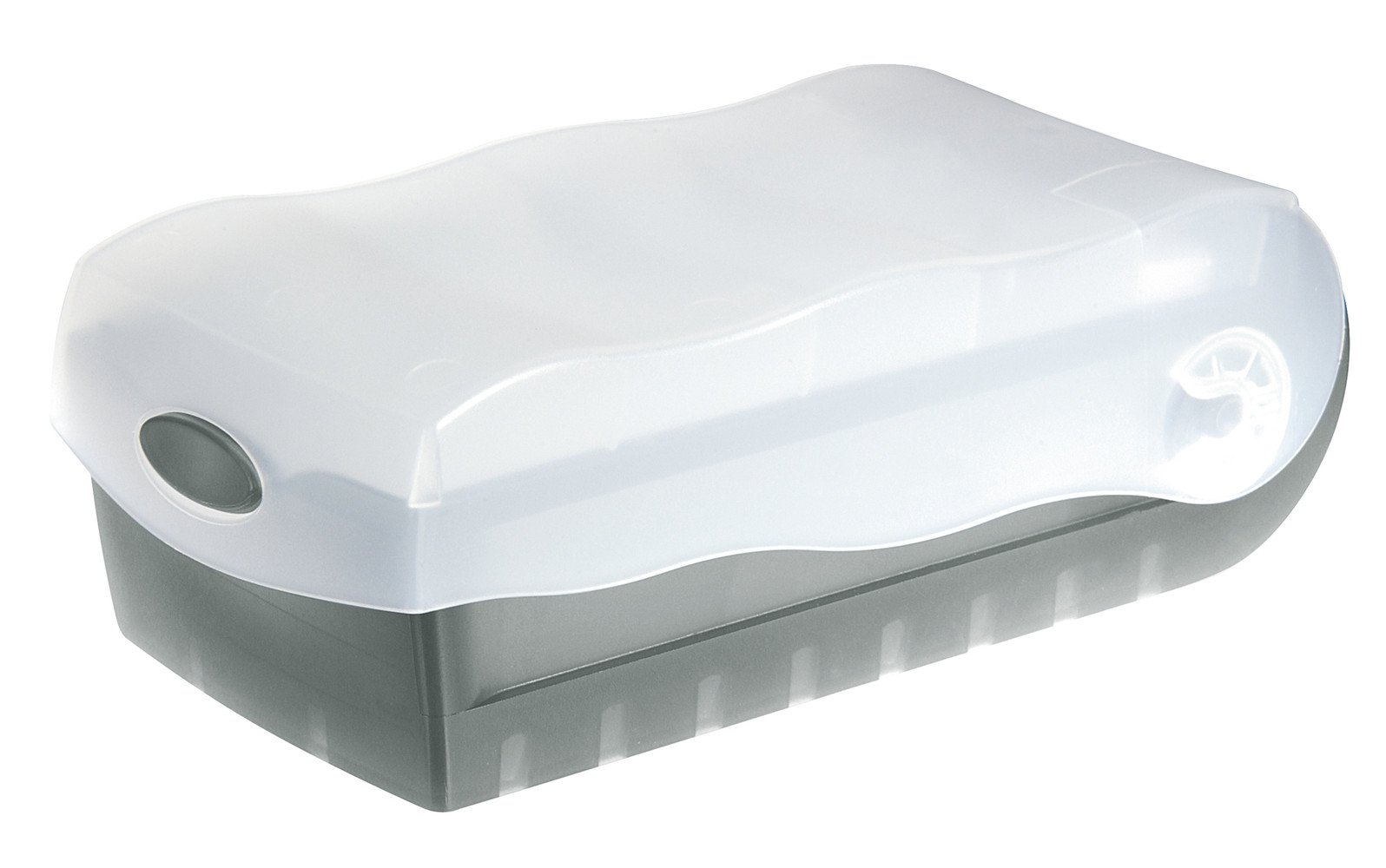 HAN 997 Karteibox CROCO DIN A7 quer mit 5 Stützplatten und 100 Karten (transluzent-grau, 3 Boxen Spar-Set)