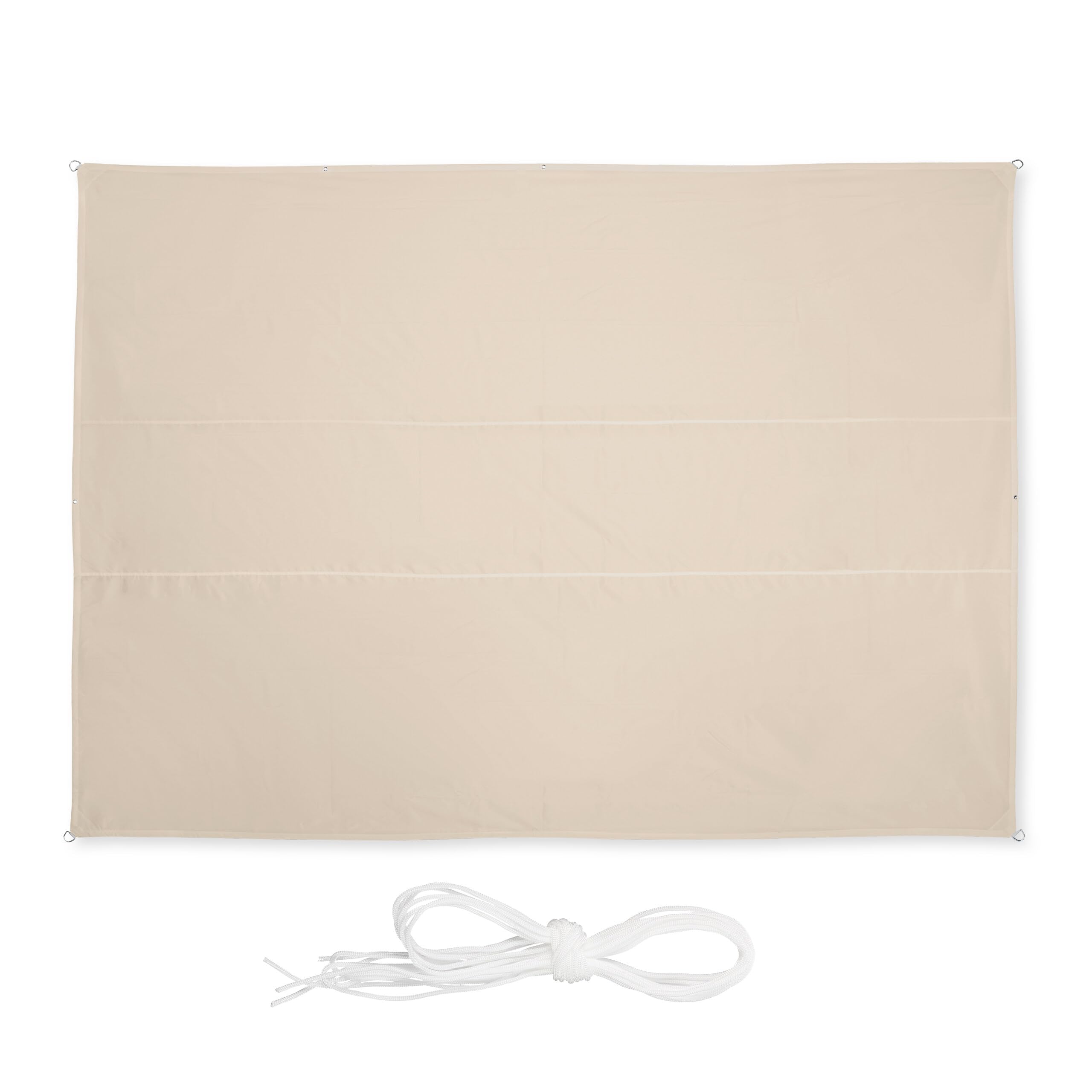 relaxdays Voile d’ombrage rectangulaire, L x P : 3,5 x 4,5 m, imperméable, Anti-UV, tendeurs, terrasse, Balcon, Beige