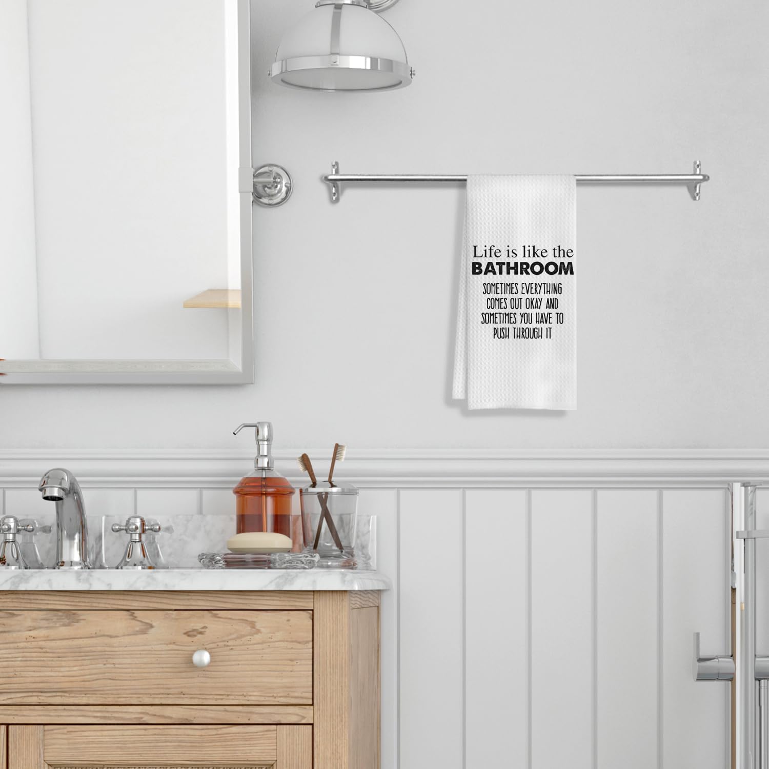 Funny Hand Towels, 16x24 Inches, Life is Like The Bathroom Decorative Towels - Image 4