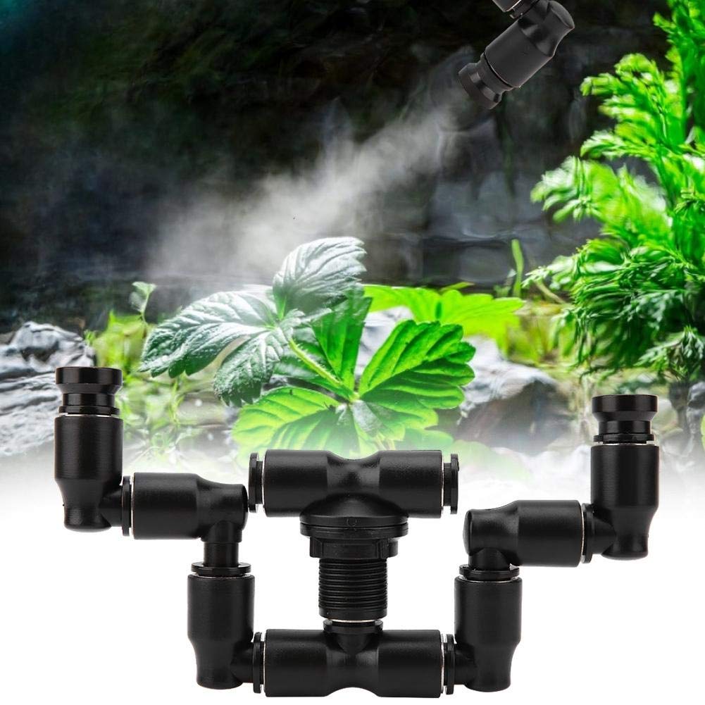 Bone Design Nebel Sprinkler, 360 verstellbare Düsen Reptile Nebel Sprinkler Aquarium System Connect 1/4 '' Tub Pet Kühlsystem für Rainforest Tank, schwarz