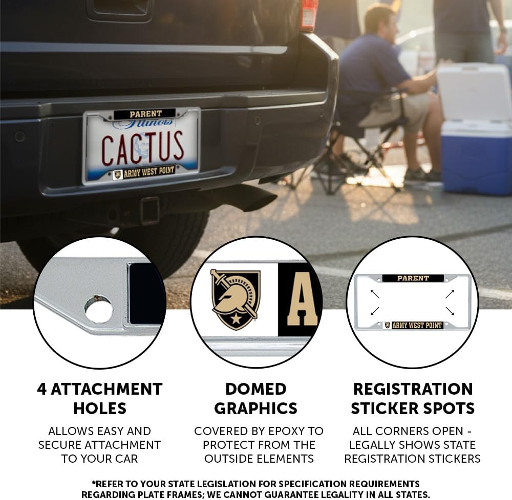 Desert Cactus United States Military Academy West Point License Plate Frame USMA Black Knights Metal Car Tag Holder for Front or Back of Car Officially Licensed (Parent)