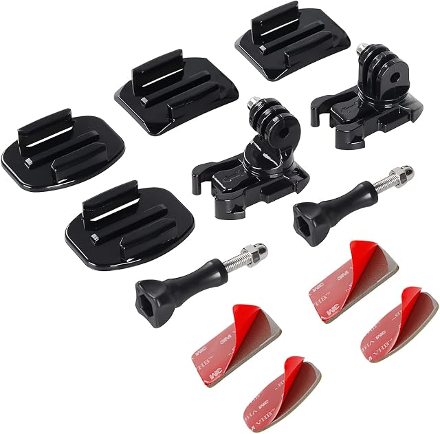 HSU 360 Degree Helmet Strap Buckle Adapter Clip Mount with Adhesive Mounts Sticky for GoPro Action Cameras