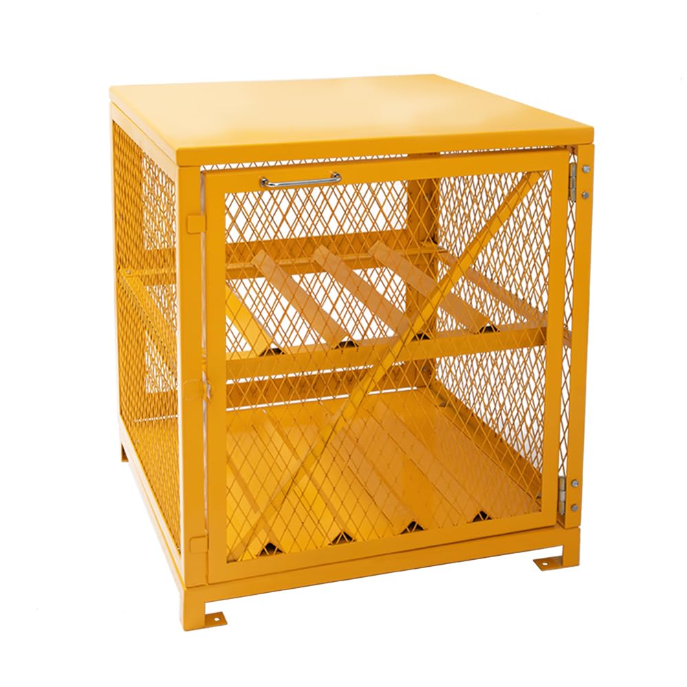 Yeeoy 30" L x 30" W x 71.7" H Horizontal Cylinder Storage Cabinet, 8 Cylinder Capacity, Propane Tank Storage Cage, Steel Safety Gas Cylinder Cabinet with Lockable Doors, Yellow Powder Coat Finish