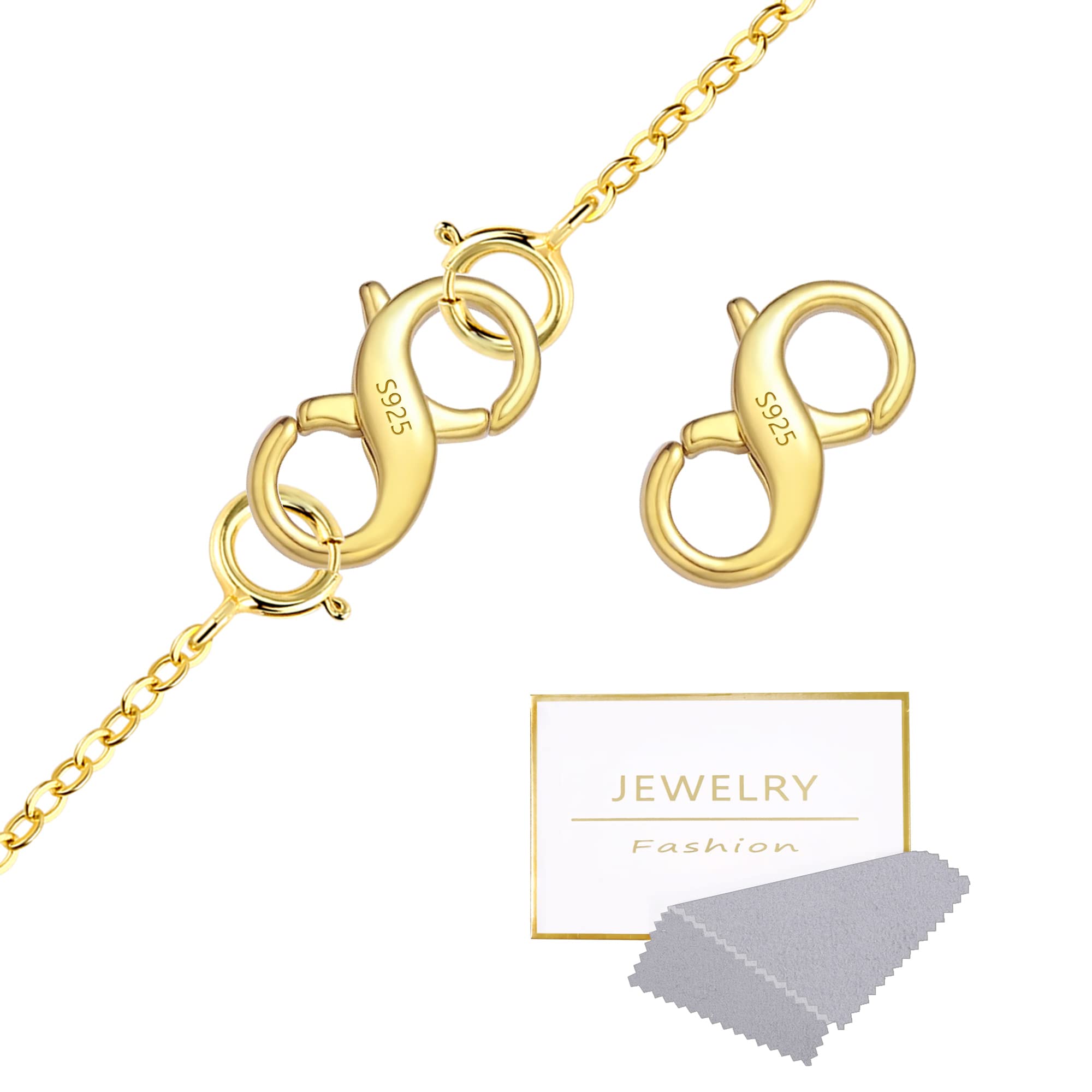 Lobster Clasp Necklace Bracelet Extender,925 Sterling Silver Plated with 14K Gold Necklace Connector Extender Clasps,Plated 14K Gold Closures Claw for DIY Jewelry Repair(0.55"x0.24",Gold,2P)