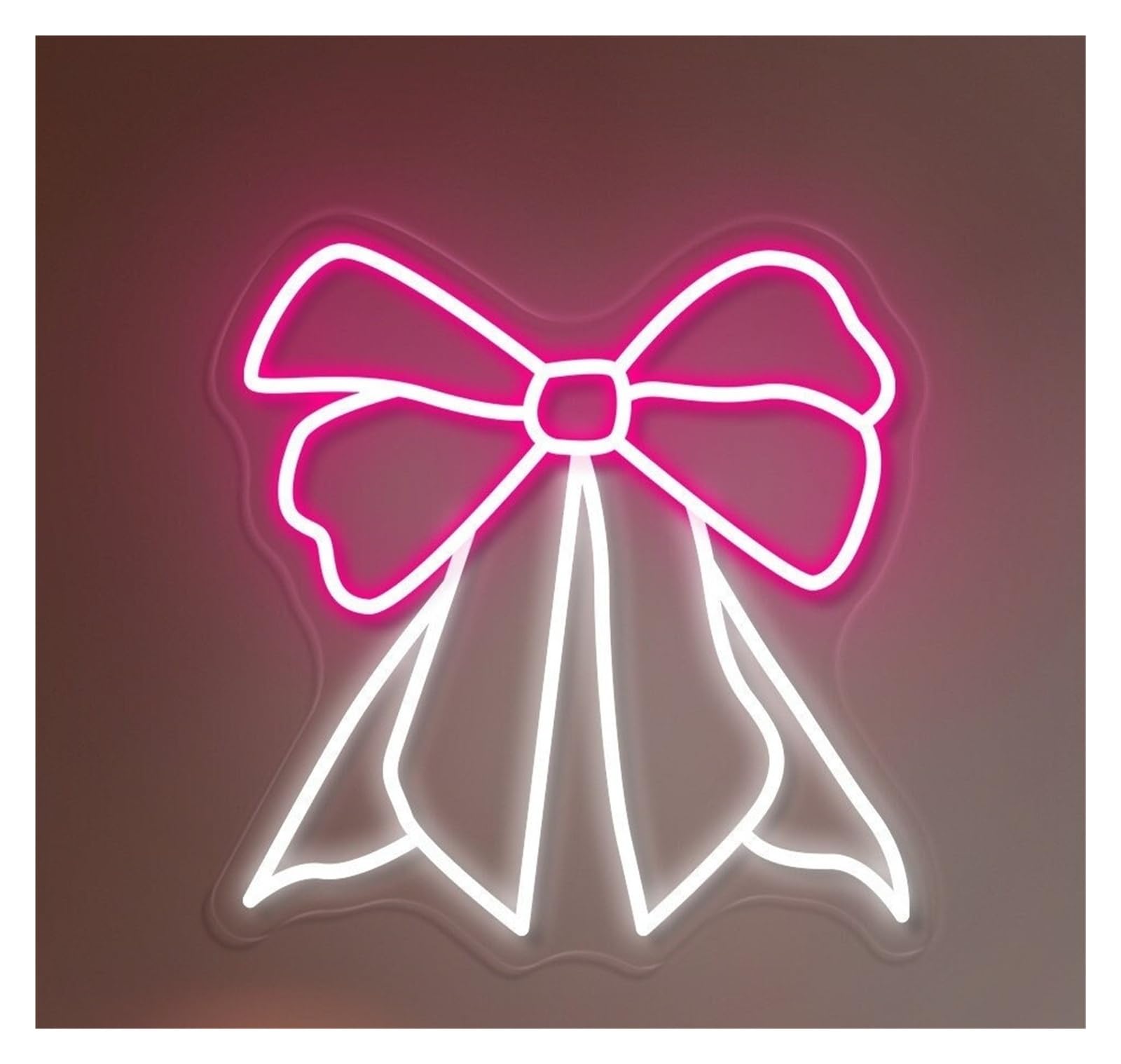 RONGCH Hanging Art Signs Pink Bow Neon Sign Girl's Room Decor Gameroom Bedroom Bar Livingroom Birthday Party Wall Decoration 40cm