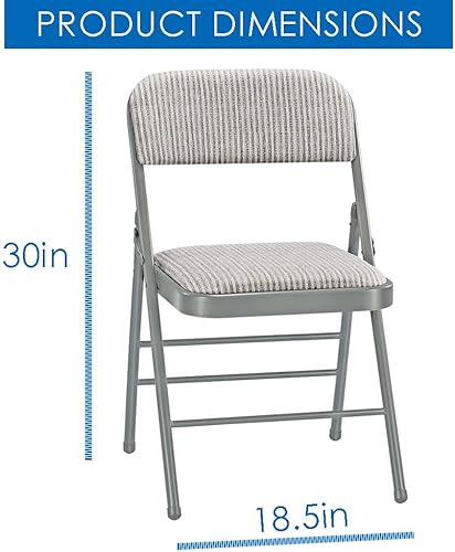 Miniatura 2 de EZONE (2 sillas plegables de tela con respaldo de cojín acolchado, silla plegable de acero de metal, silla plegable acolchada de espuma ligera