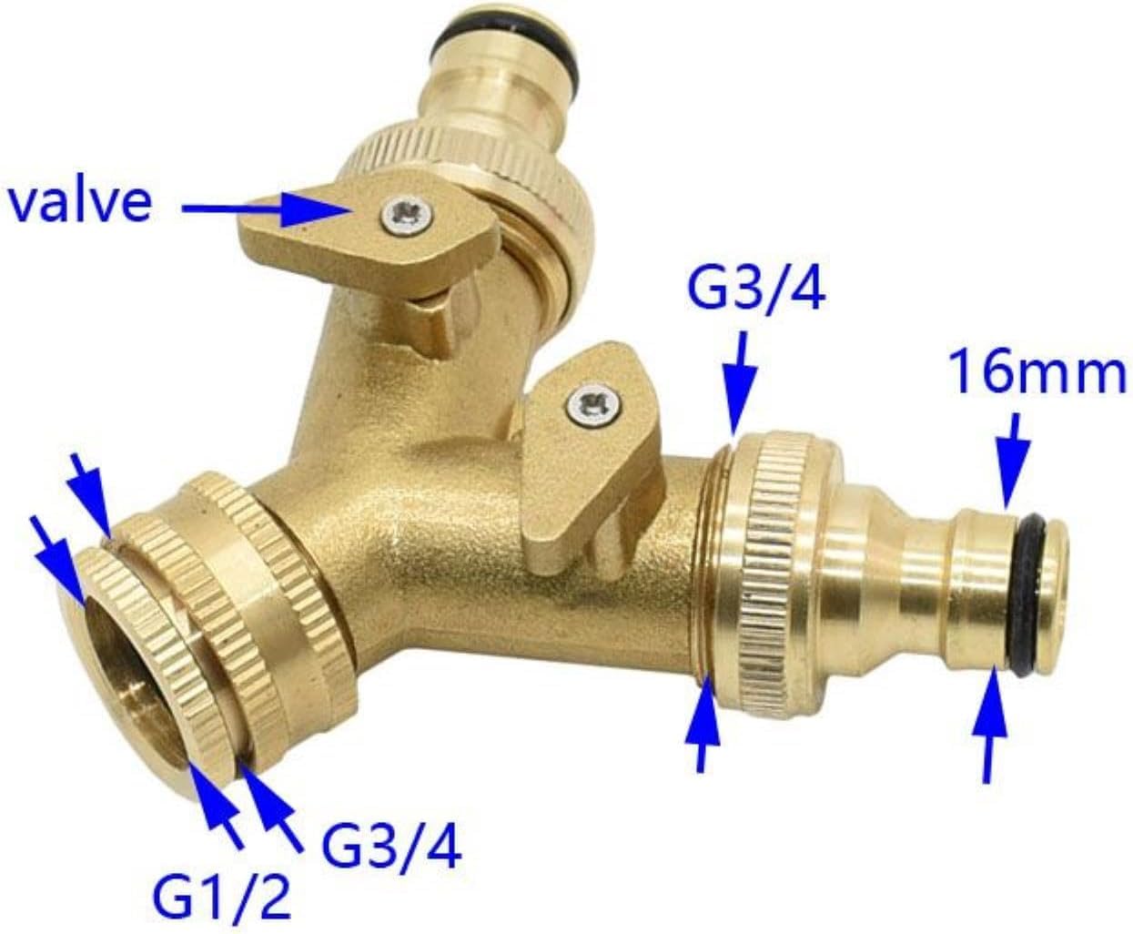 Sdoppiatore per tubo da giardino, valvola di irrigazione a 2 vie, struttura in rame G1/2 G3/4