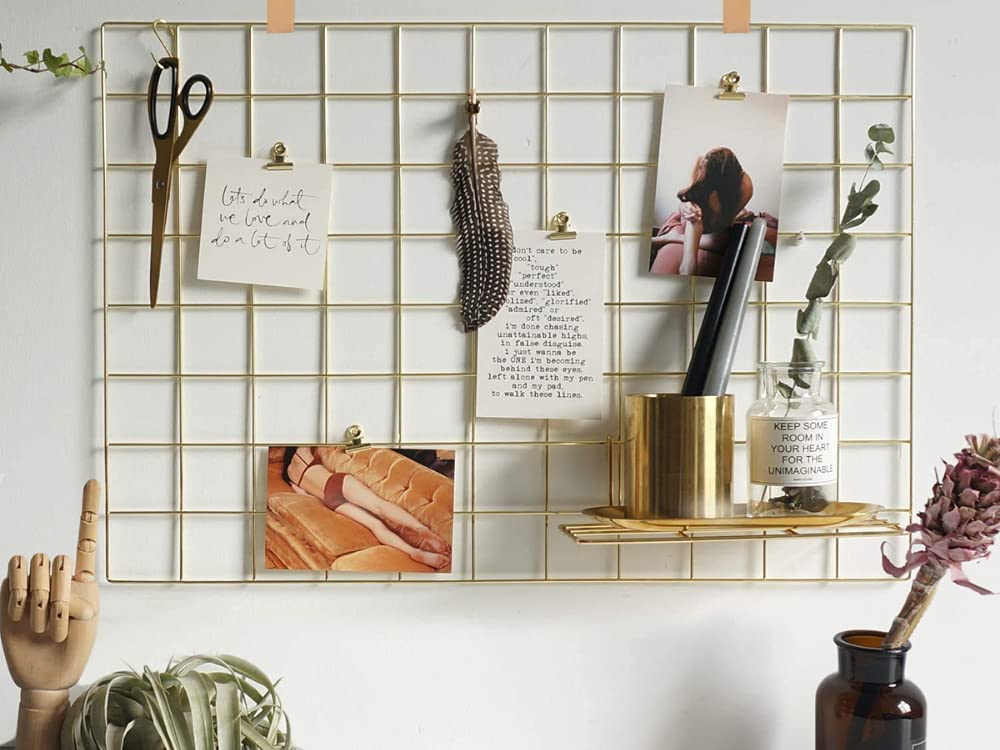 PIKIFY Wall Decoration Grid Clip Holder Photo Frames (85x55 cm- 1x Frame + 1x Basket + 1x Tray) [Made in India] (Gold),Others (B08JJGT48V) Amazon Price History, Amazon Price Tracker