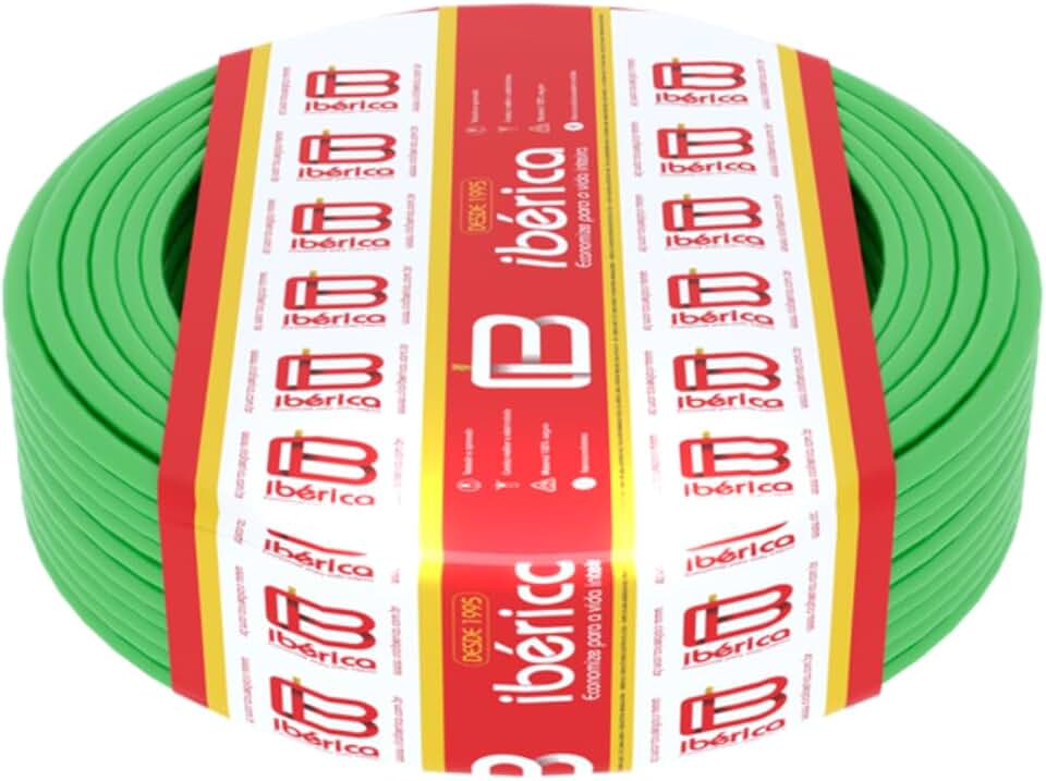 Fio Elétrico Cabo Flexível 10mm de Cobre Rolo 10m 750V Para Casa Comercio Primeira Linha (VERDE)