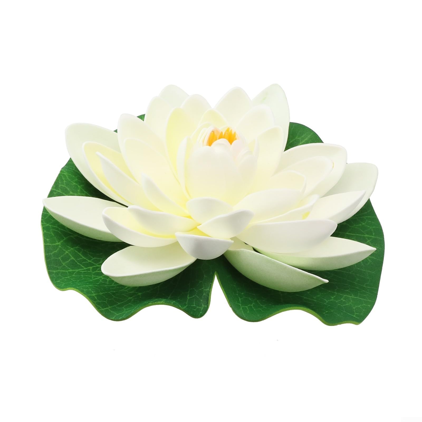 Artificial Water Lily Floating Lotus Flower, 18cm Realistic for EVA Lotus Plant Decorations, for Pond Aquarium Swimming Pool, Garden Home Decor(white)
