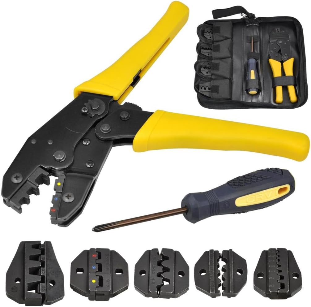 0.5-35mm Crimping Pliers Set Ratcheting Crimper Tool with 4 spare dies
