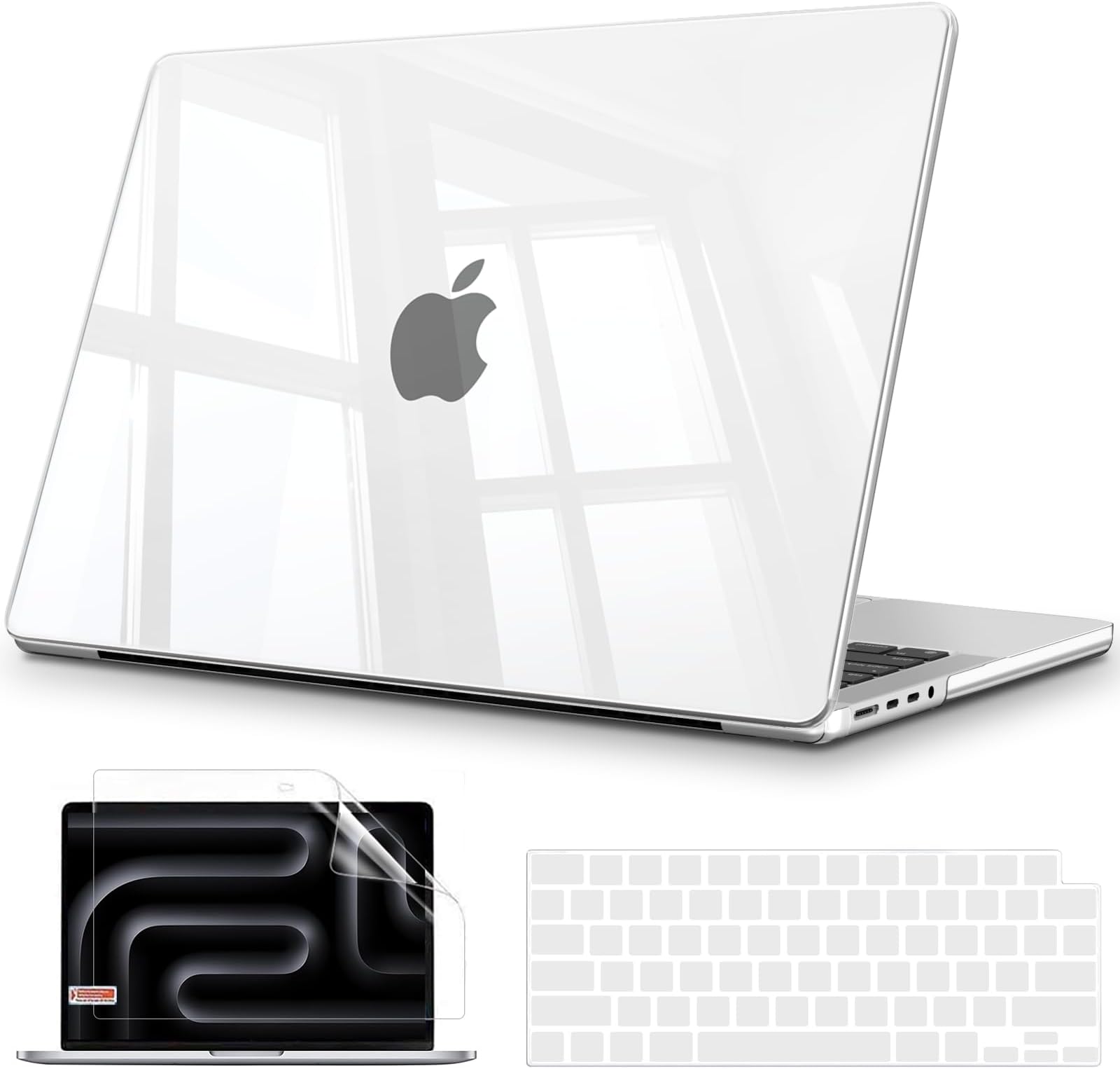 Compatible with MacBook Pro 14 inch Case M5 2026-2021 M4 M3 M2 M1 A3427 A3426 A3434 A3112 A3185 A3401 A2918 A2992 A2779 A2442, Plastic Hard Shell Case+Keyboard Cover+Screen Protector, Clear