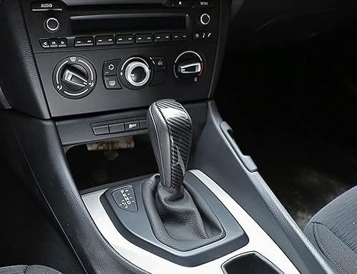 Miniatura 5 de iJDMTOY Carcasa para pomo de palanca de cambios con patrón de fibra de carbono, color negro brillante, compatible con BMW E87 1 Series, E90 E92 3