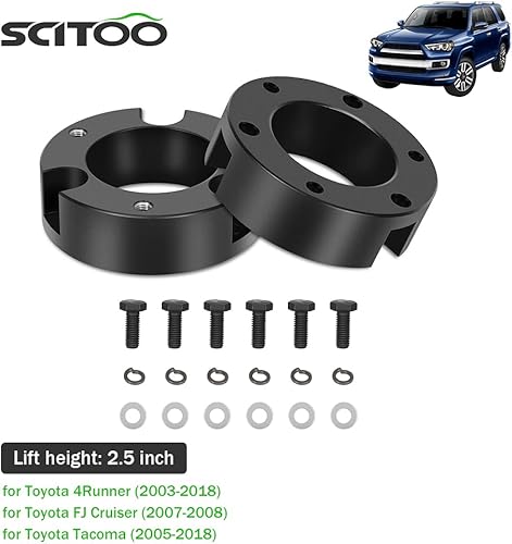 Miniatura 2 de SCITOO Elevadores de 2.5 pulgadas Kit de elevación de nivelación delantera de 2.5 pulgadas para Toyota 2003-2018 Espaciador de puntal de elevación