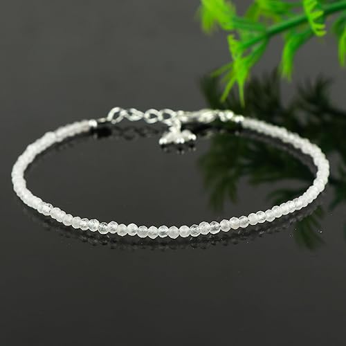 Miniatura 9 de Natural Black Tourmaline Beads Bracelet Micro Faceted Gemstones Jewelry For Her, Birthstone Energy Healing Crystals, Silver Plated Chain 8 inch