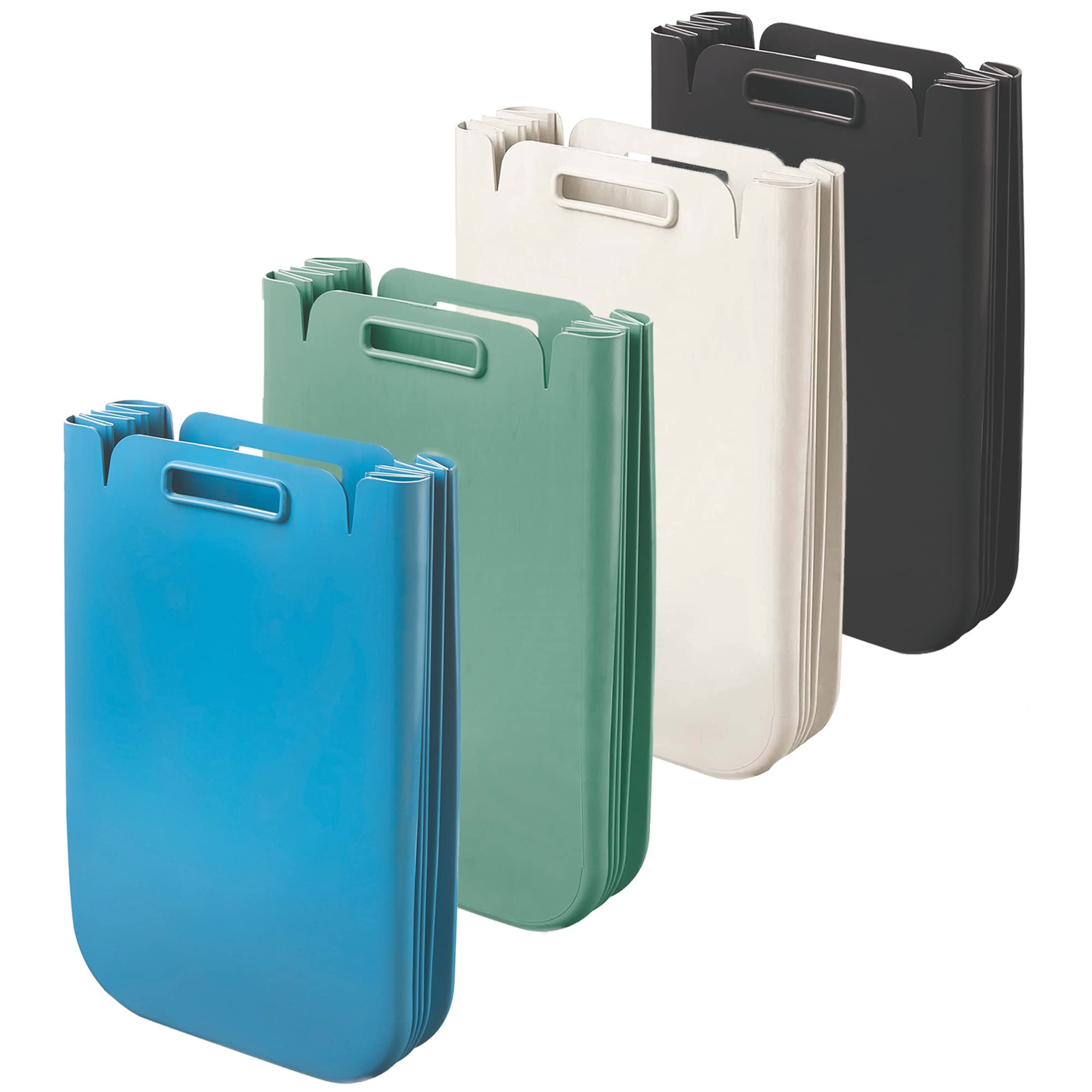 Set di 4 contenitori multiuso pieghevole da 25 litri c/uno (100 l totali), in plastica riciclata, 45 x 30 cm, colore