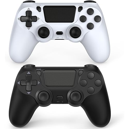 Wuthur 2 Pack Wireless Controller Compatible with PS4/Pro/Slim - Black White