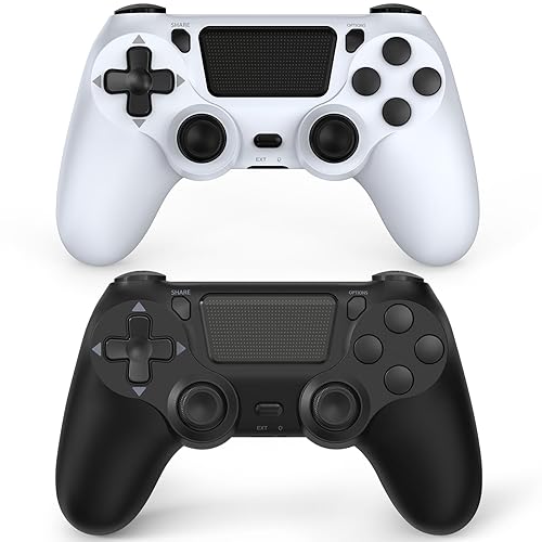 Wuthur 2 Pack Wireless Controller Compatible with PS4/Pro/Slim (Black & White) - Black, White