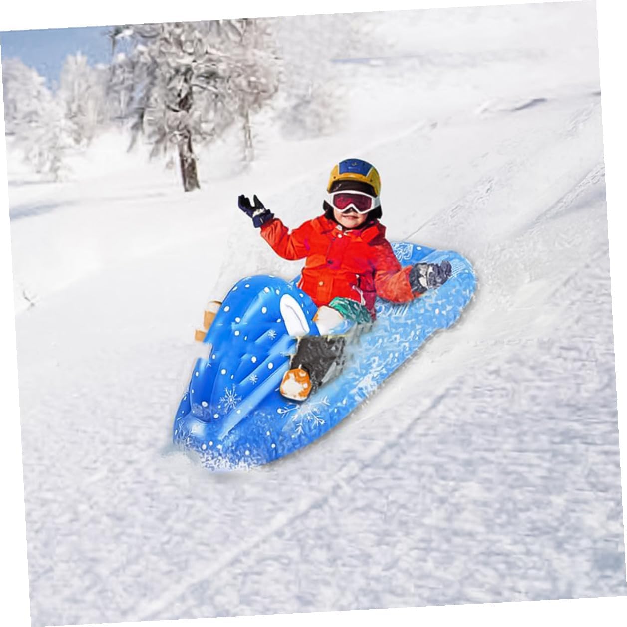 Inflatable Snow Sled and PVC Snow Tube for Winter with Cold-Resistant Material Sturdy Suitable for Outdoor Sledding Activities