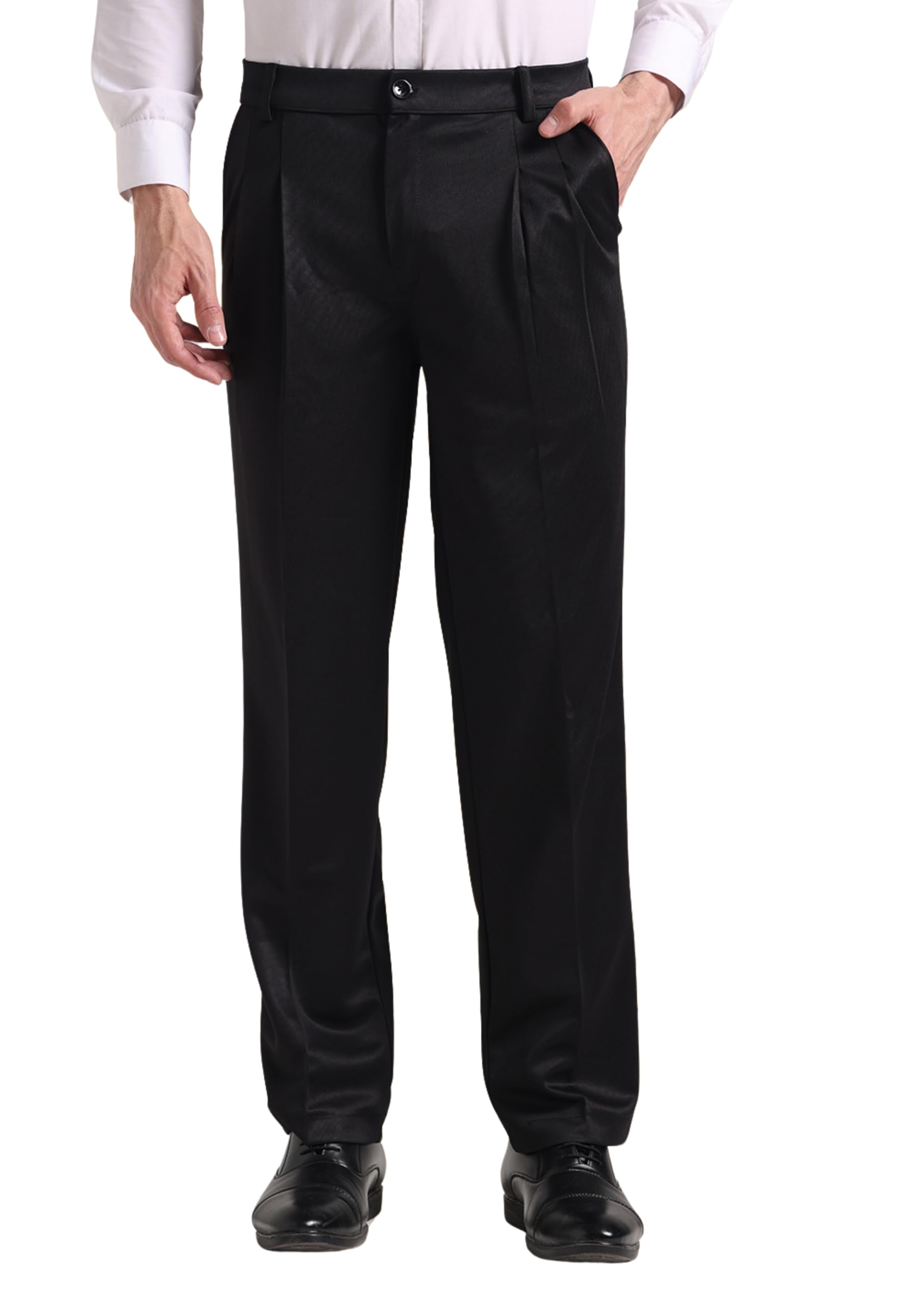 indiclub Men's Korian Style Pleated Stretchable Formal Trousers-picture-13