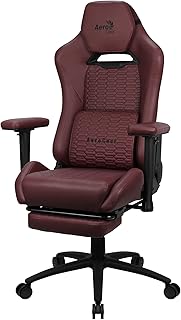Aerocool ROYALTUSCANRD, Silla Gaming Premium Ergonómica, Reposapiernas, Cuero Sintético, Rojo