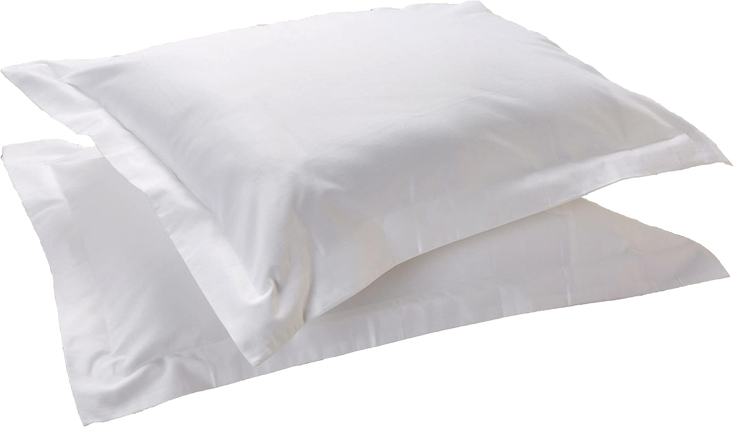 Oxford King Pillowcase 2-Piece Set- 350TC 100% Long Staple Cotton Sateen Elegance, Size: 50 x 90 + 5 cm, Plain White- Featured Subtle Sheen and Breathable and Luxury Fabric