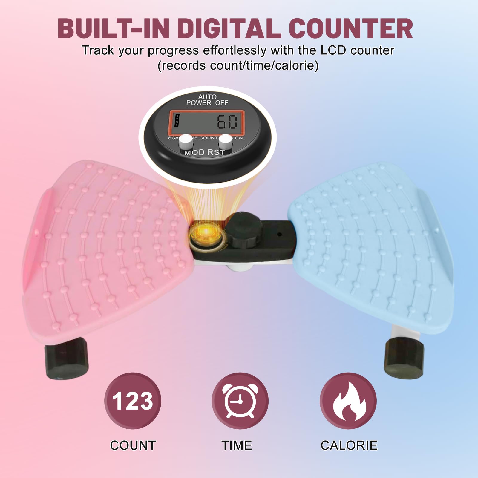 Máquina de torsión de cintura, tabla de giro abdominal para ejercicio, ejercicio silencioso para equipo de gimnasio en casa, capacidad de 330 libras | Tiempo de pista, repeticiones, calorías con