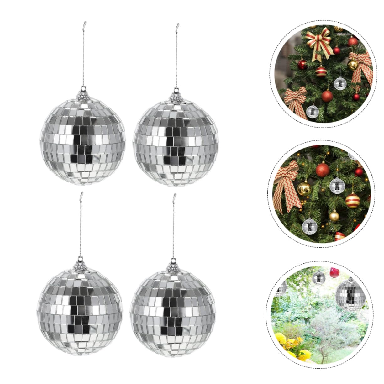 Cabilock 4Pcs Disco Mirror Balls Decor Reflective Ornaments for Parties Birthdays and Festivals for Cake Decorating and Themed Events
