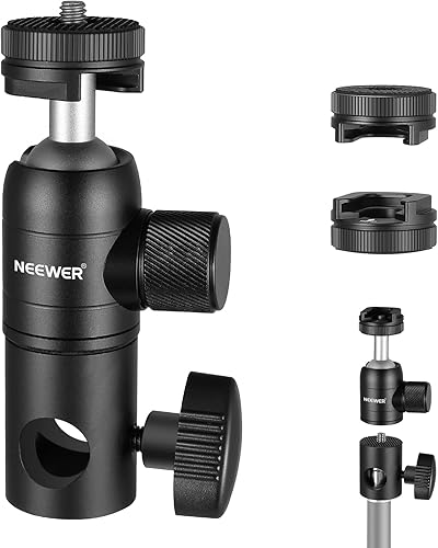 NEEWER Adaptador de montaje de soporte de luz con zapata fría y cabezal de bola de tornillo de 14", placa de montaje reversible para monitor de