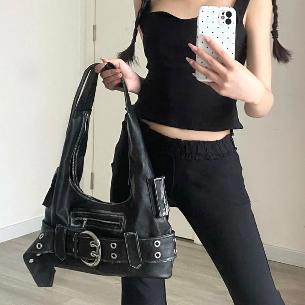 Fashionable PU Underarm Bag With Distinctive Metal Buckle Designs Shoulder Bags