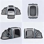JUNAI Expandable Pet Carrier Large Size 45*28*28cm/17.7*11*11in, Airline Approved Soft-Sided Travel Carrier with Expandable Sides, Removable Fleece Pad, Breathable Mesh & Safety Leash.Travel/Camping
