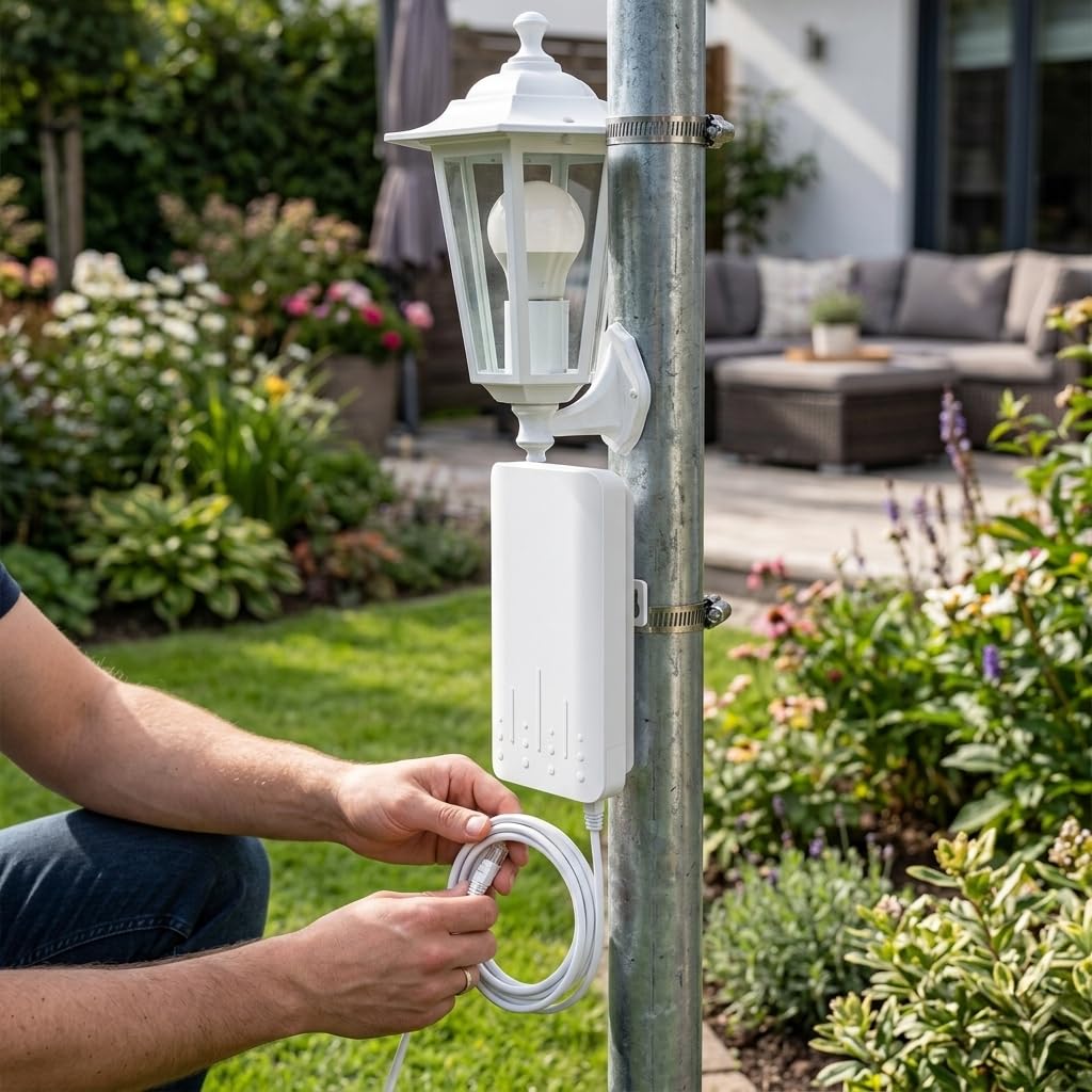 Outdoor WLAN Verstärker,Energiesparend (3W), Wetterfest IP65,300 Mbit/s WiFi Repeater 2,4 GHz,Für Garten, Terrasse, Hof