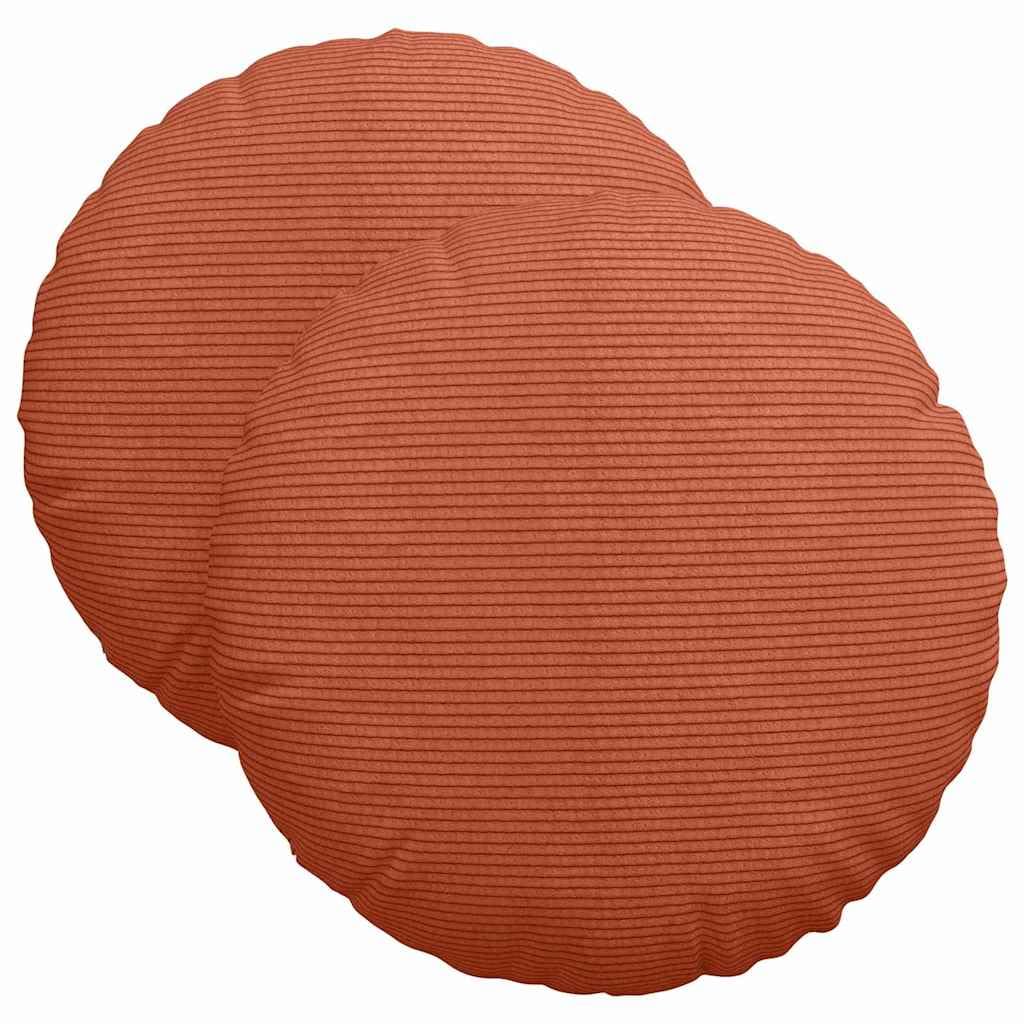 Coussin d'assise rond velours côtelé Ø40 cm lot de 2 galettes de chaise déhoussables orange