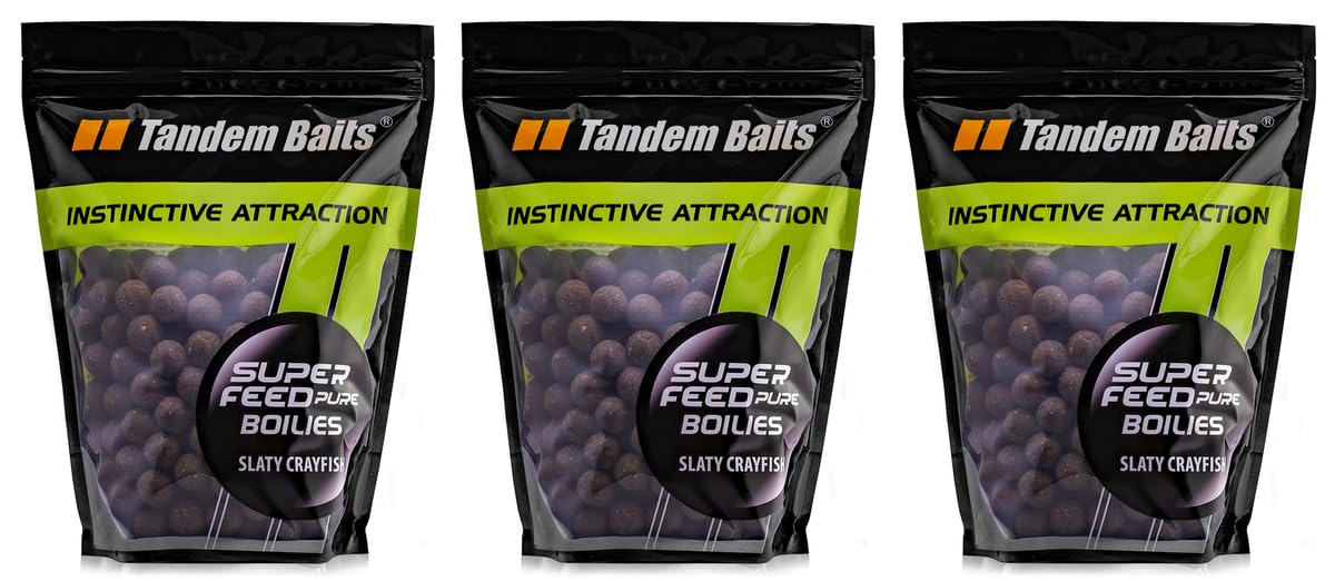 Tandem Baits Set of 3 SuperFeed Boilies Pure Salty Crayfish | Carp Fishing Boilies | Carp Fishing Bait | Carp Bait | Carp Fishing Accessories for Monster Fish 18mm 1kg