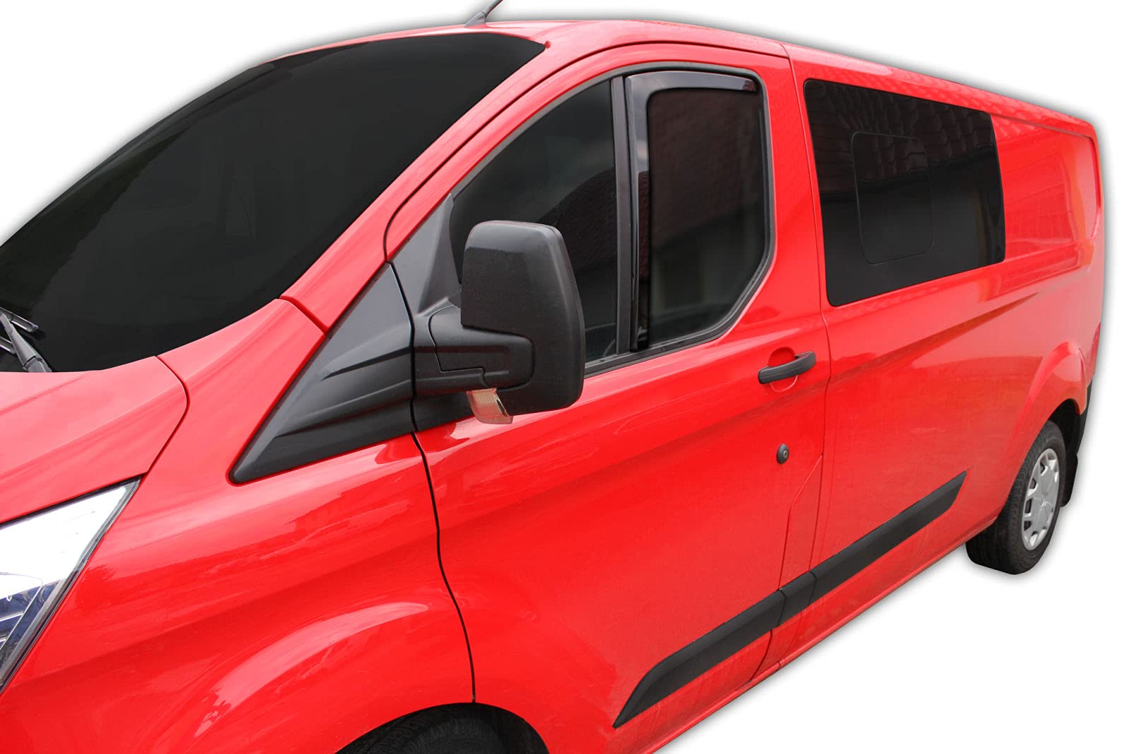J&J AUTOMOTIVE GD Déflecteurs d'air et de Vent pour Ford Transit Custom 2/4-Porte 2012-2023, 2pcs, Teintés, Avant et Arrière, Aérodynamique