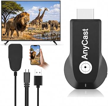 Wireless Display Adapter, 1080P HDMI Dongle Screen Mirroring Receiver with 2.4GHz 5GHz WiFi Display for iPhone, Mac, iOS, Android to TV, Projector, Supports Miracast, Airplay, DLNA