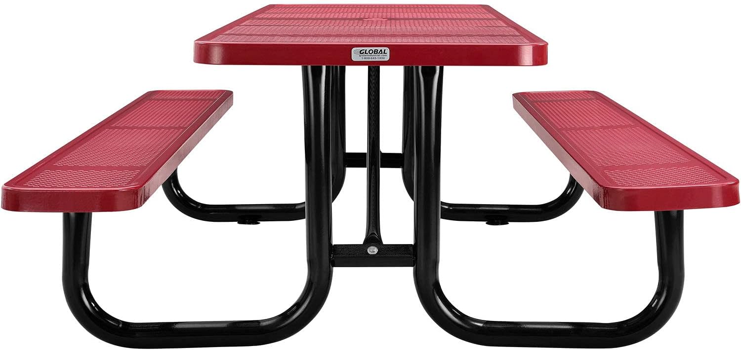 Global Industrial 8' Rectangular Picnic Table, Perforated, Blue (96" Long) : Patio, Lawn & Garden