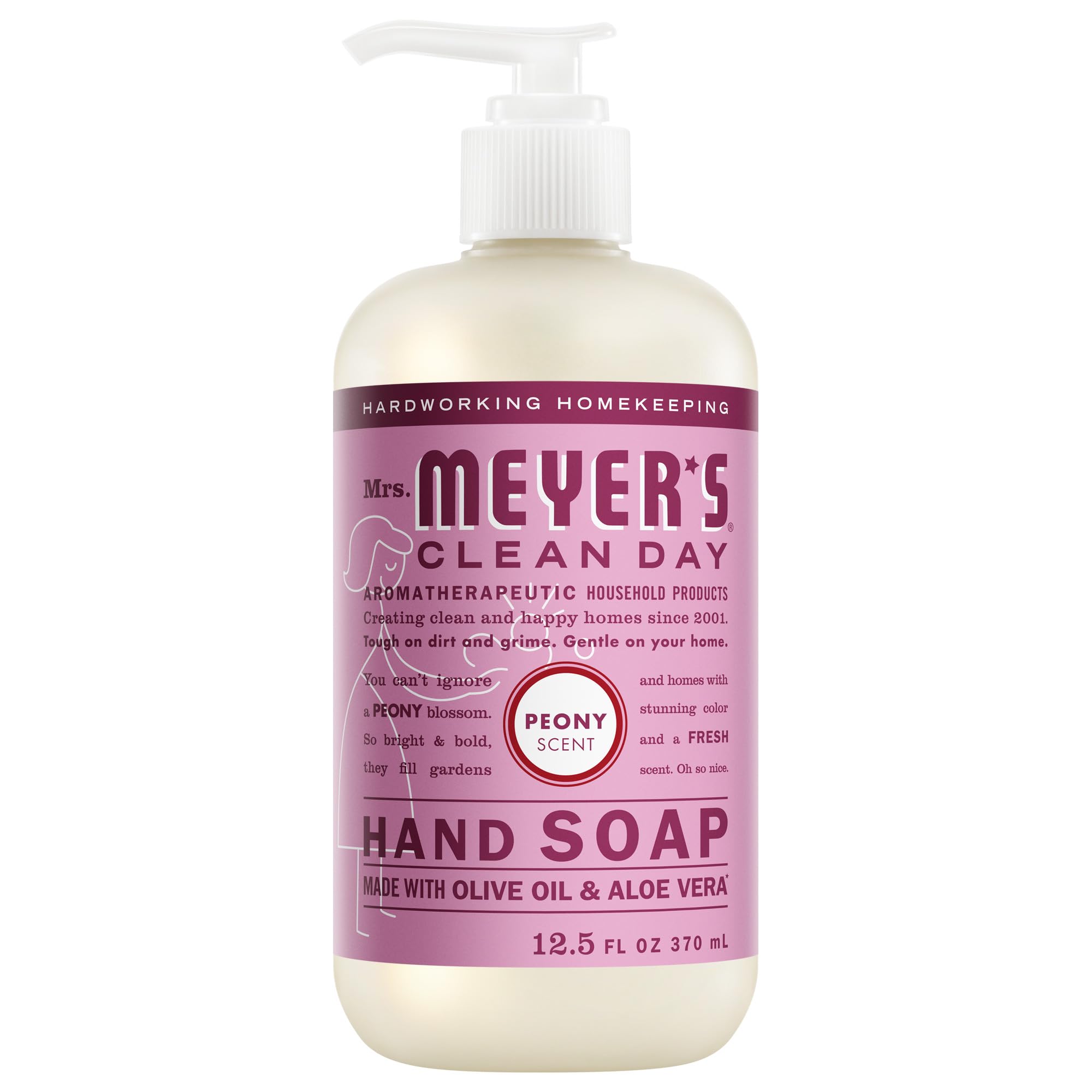 MRS. MEYER'S CLEAN DAY Hand Soap, Made with Essential Oils, Peony, 12.5 fl. oz