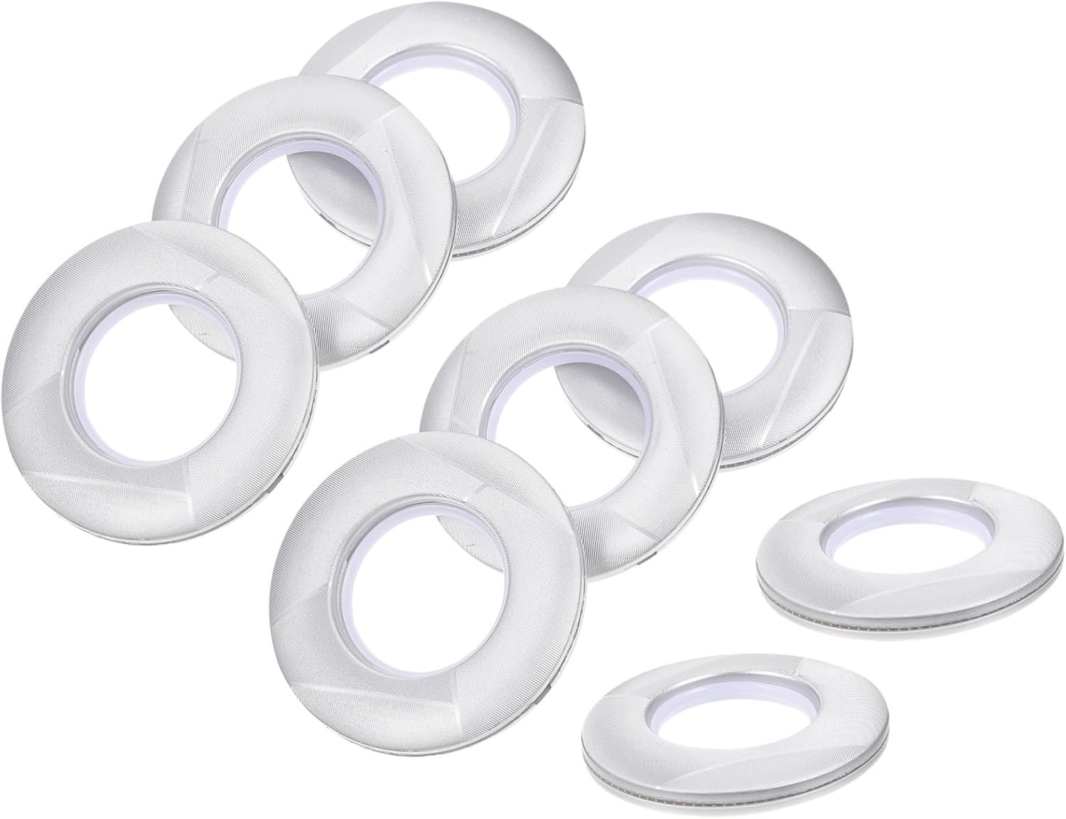 STOBAZA 80pcs Self-Locking Perforated Curtain Rings Smooth Edge Plastic Roman Style Clips for Easy Installation Low Noise Curtain Accessories Silver
