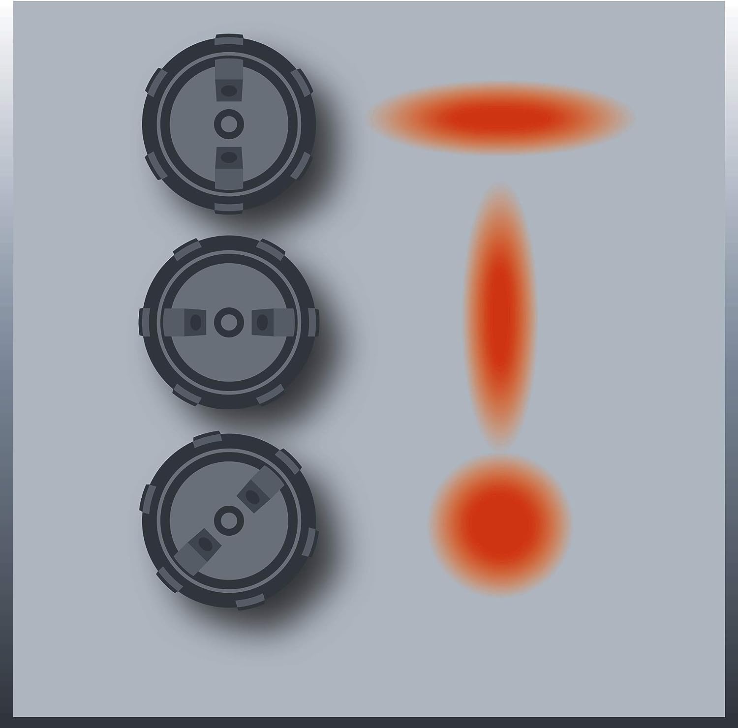 Diagram showing three adjustable spray patterns: horizontal, vertical, and circular