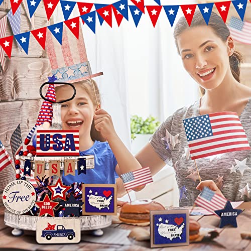 Maitys-Patriotic-Tiered-Tray-Decor-Set-4th-of-July-Table-Decor-Memorial-Day-Decorations-Red-White-Blue-Wooden-Sign-Farmhouse-Independence-Day-Centerpieces-American-Flag-USA-DecorClassic-Style Maitys Patriotic Tiered Tray Decor Set 4th of July Table Decor Memorial Day Decorations Red White Blue Wooden Sign Farmhouse Independence Day Centerpieces American Flag USA DecorClassic Style