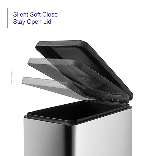 Miniatura 253 de Cubo de basura pequeño para baño con tapa, cubo de basura de 1.3 galones con cubo interior extraíble, cubo de basura delgado con tapa de cierre