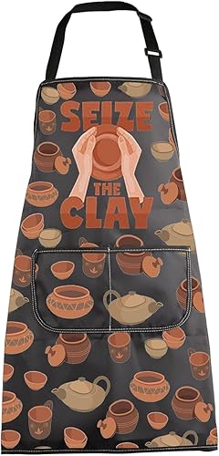 MBMSO Delantal de cerámica Seize the Clay Pottery Artist Gift para amantes de la cerámica, delantal de cerámica con bolsillos