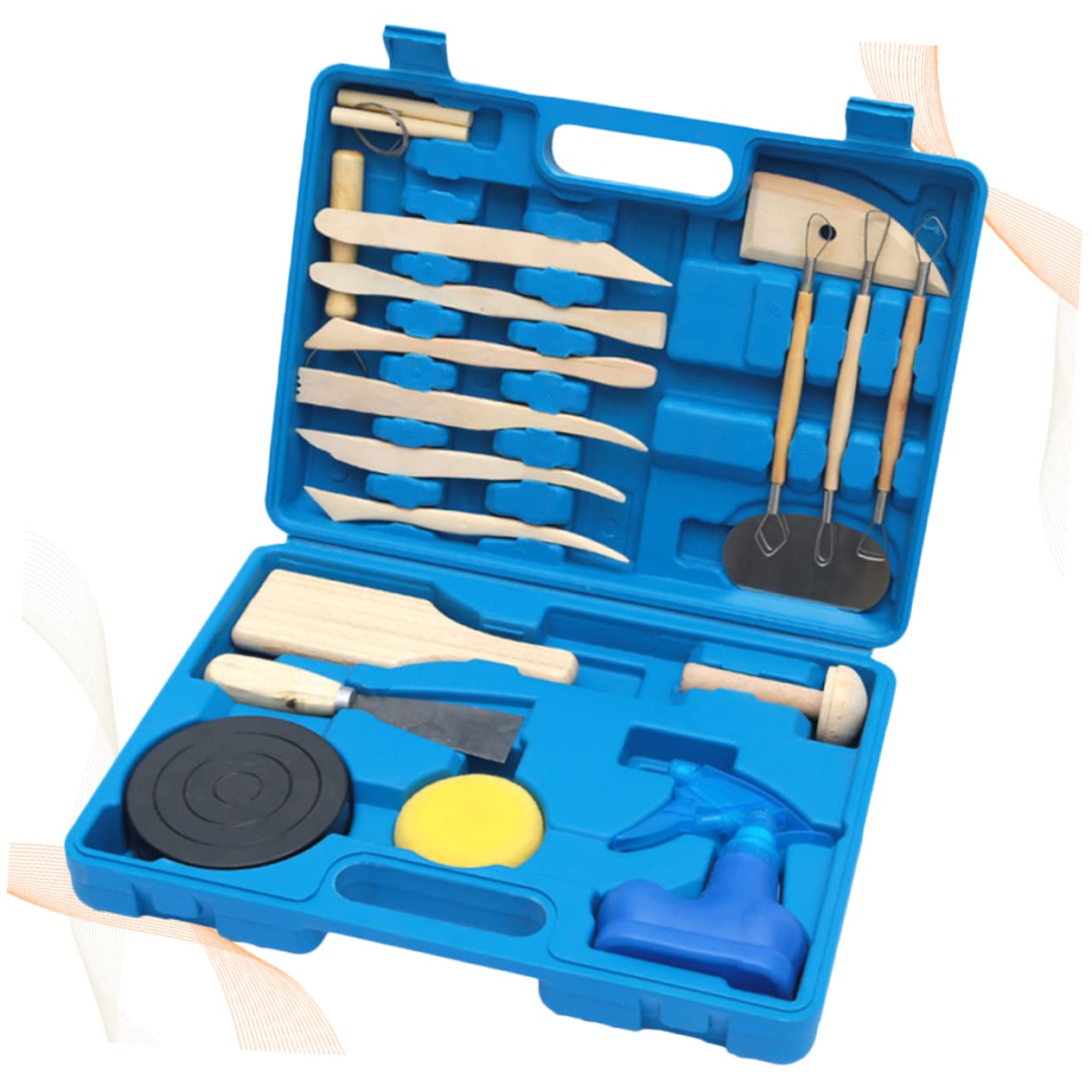 DOITOOL 19Pcs Clay Sculpting Tool Kit Versatile Mud Claying Accessories for Artisans and Beginners Light Yellow and Blue Clay Figurine Instruments
