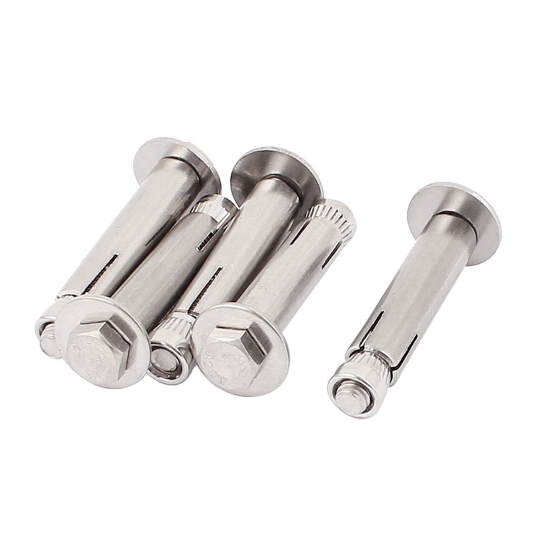 Uxcell Silver Sourcingmap M6 X 50Mm Hex Nut Expansion Anchor Screws Bolts Tool 5Pcs