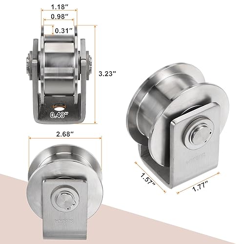 Miniatura 8 de HARFINGTON 2 ruedas con ranura en V de 2.7 pulgadas, ruedas rígidas con soporte para pista en V invertida de 0.87 pulgadas, capacidad de 1102 libras