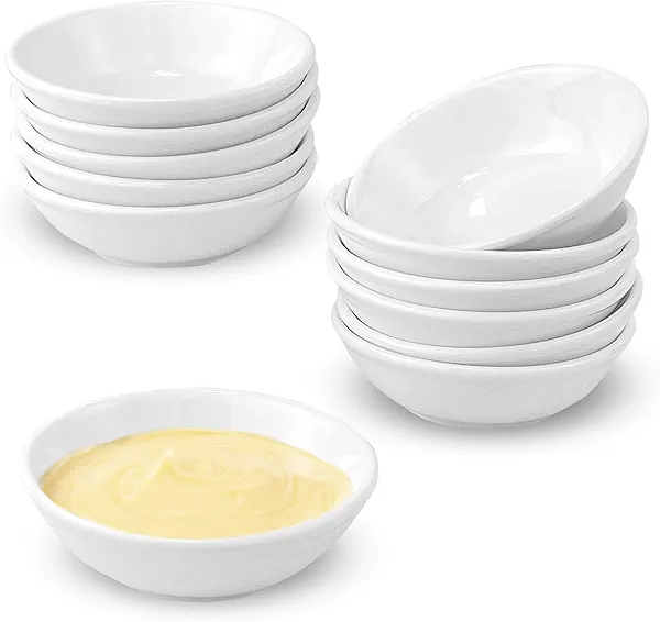 Guyuyii 12 Pack Soy Sauce Bowls – Small Ceramic Dipping Bowls for Soy, Condiments, Snacks, Pet Feeding – Stackable and Microwave Safe for Kitchen, Home Cooking, Dining, Parties, Daily Use