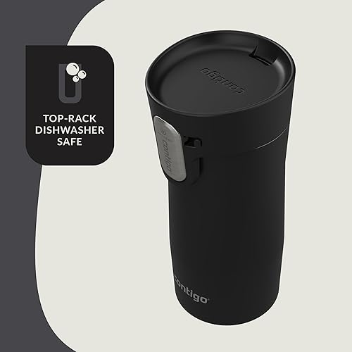 Miniatura 5 de Contigo AUTOSEAL West Loop - Taza de viaje de acero inoxidable aislada al vacío con tapa fácil de limpiar, 12 onzas, negro mate