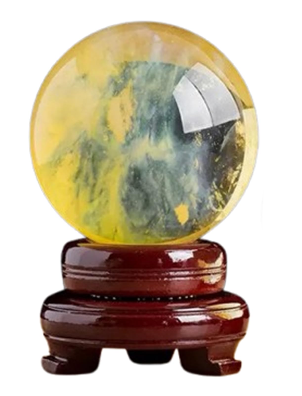 NHDVDVAV Natural Melting Quartz Yellow Crystal Ball with Stand,Fengshui Healing Decoration Sphere Orb for Home/Office,Spiritual Energy Stone‌,Divination,2.36"(6cm)
