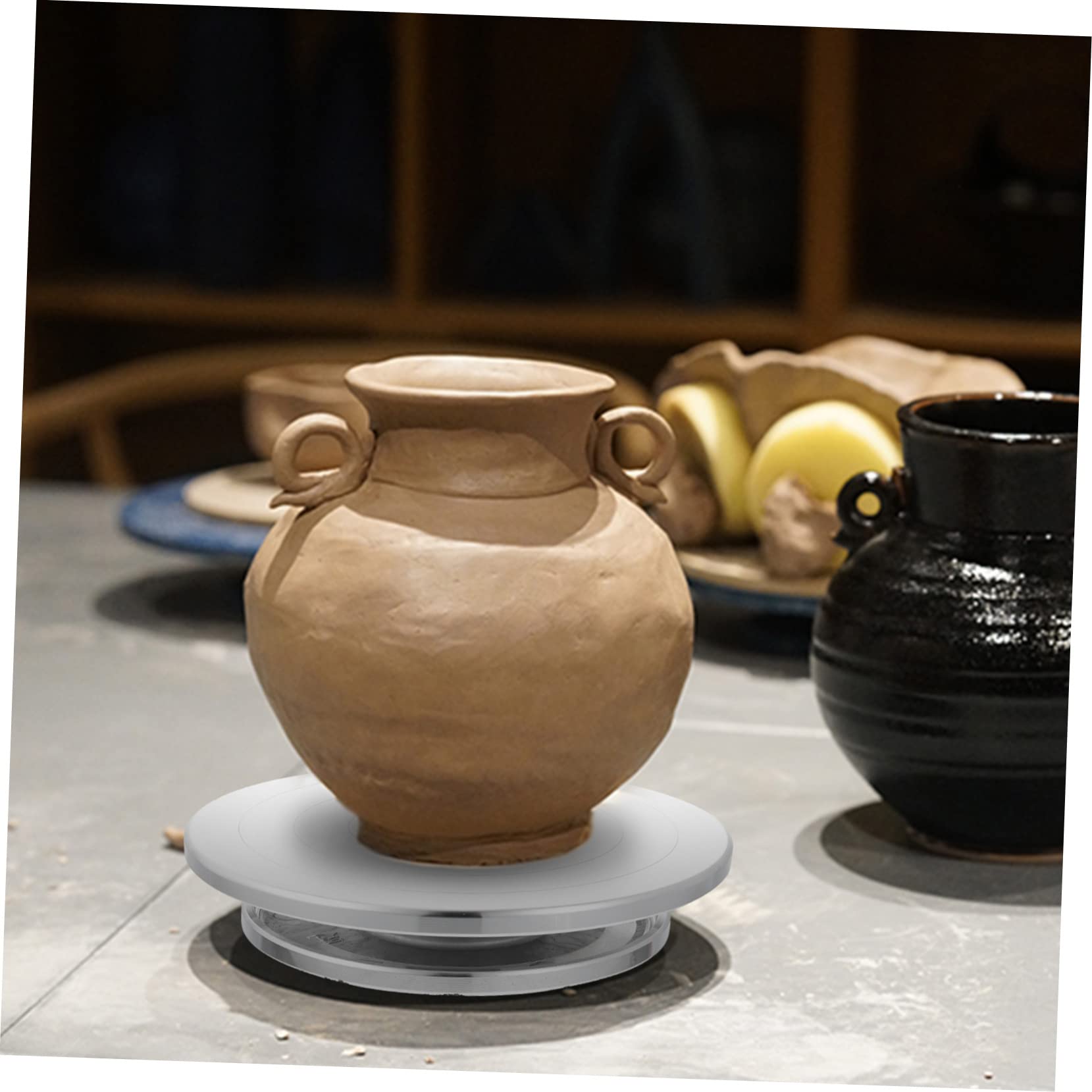 Tornio Manuale per Ceramica e Argilla, Piattaforma Girevole in Lega di Alluminio, Argento, per Lavori Creativi in Argilla